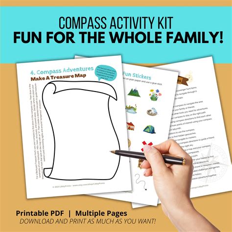 Compass Activity Kit Kids Compass Activity Outdoor Nature Homeschool Family Map Skills Printable ...