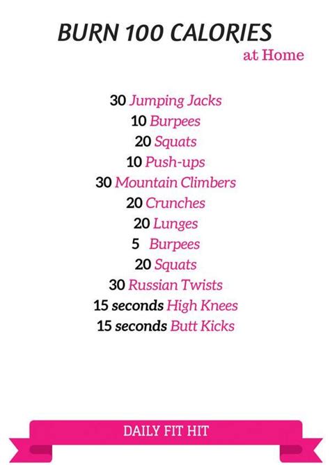 Burn 100 Calories Calorie Workout 100 Calorie Workout