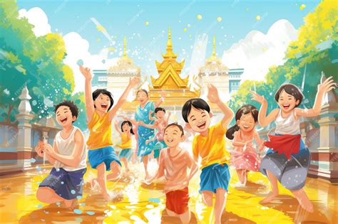 Premium Photo Songkran Festival In Thailand Featuring Joyful People Celebrating The Thai New