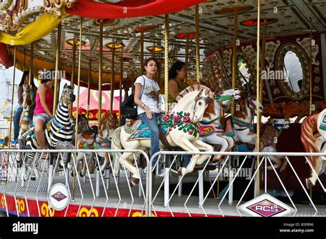 Kids On Carousel At The San Diego County Fair In Del Mar Ca Us Stock