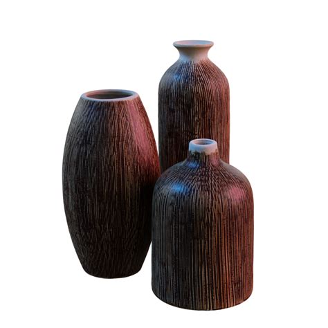 Brown Lines Vase Set 01 • Imeshh 3d Model For Blender 40