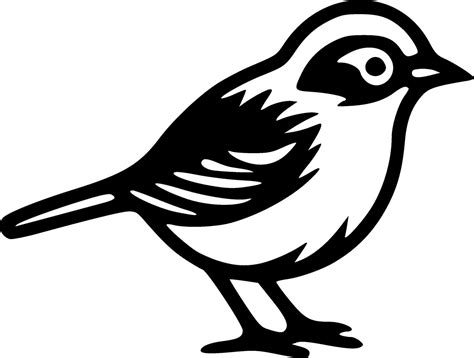 Sparrow Bird Black Outlines Monochrome Vector Illustration