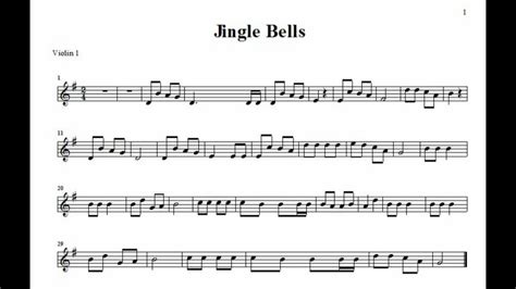 Jingle Bells For Beginners Arranged For 4 Violins 1st Violin