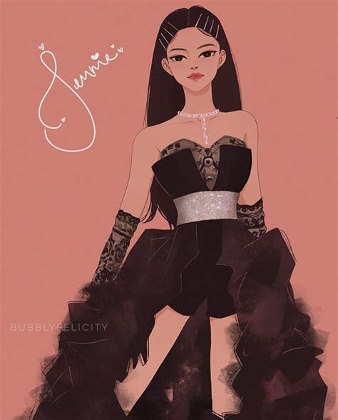 Jennie BLACKPINK SOLO Fanart Fan Art Drawing Dress Drawing