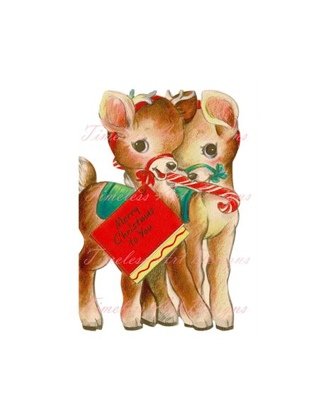 Digital Download Image Cute Reindeer Graphic Fawn Candy Cane