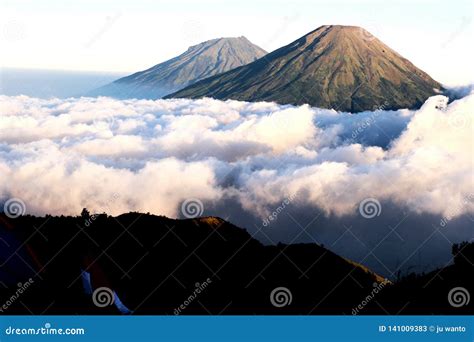 Mountain Sindoro Sumbing Stock Image Image Of Sumbing 141009383