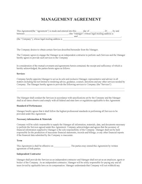 Free Management Contract Template