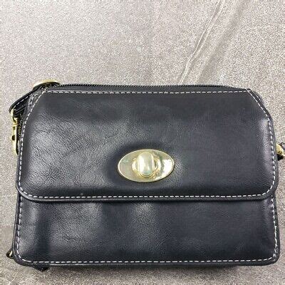 Giani Bernini Handbag Black Turn Lock Glazed Crossbody Wallet Purse EBay