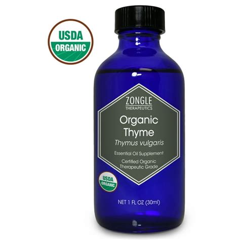 Zongle USDA Certified Organic Thyme Essential Oil, Safe To Ingest, Thymus Vulgaris, 1 OZ ...