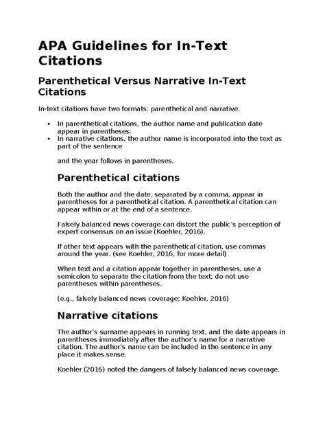 Citations Ss APA Guidelines For In Text Citations Parenthetical