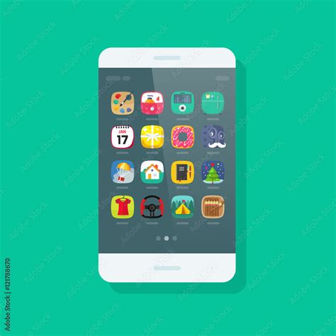 Smartphone vector isolated on green background, mobile phone with app ...