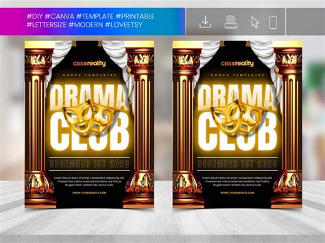 Drama Club Flyer Diy Editable Canva Template Printable And Etsy