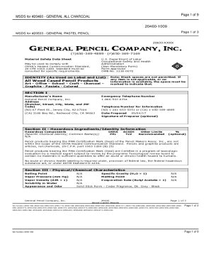 Fillable Online MSDS For 20460 GENERAL ALL CHARCOAL Material Safety