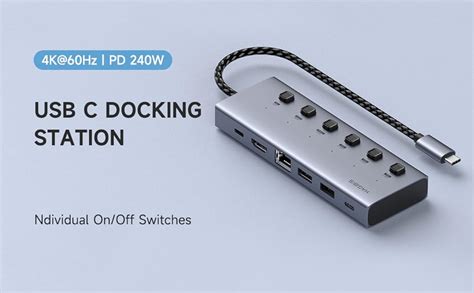 Hagibis Usb C Hub 6 In 1 Individual On Off Switches Type C Docking Station With 100w Pd 4k 60hz