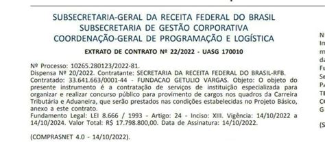 Concurso Receita Federal Extrato De Contrato Publicado Edital Iminente