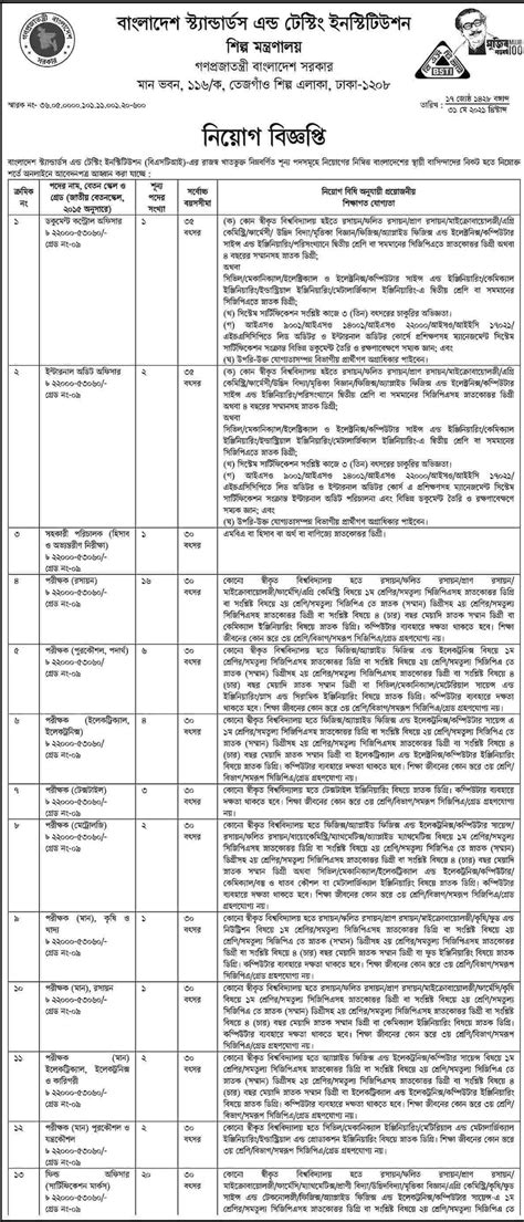 Bsti Job Circular Bangladesh Standards Testing Institution