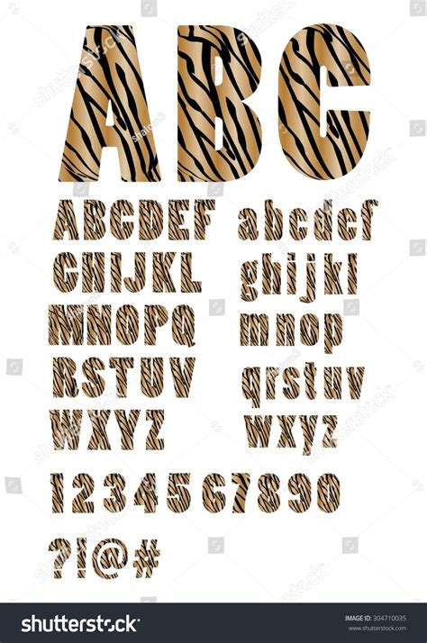 Alphabet Tiger Skin Texture Alphabet Uppercase Stock Vector Royalty