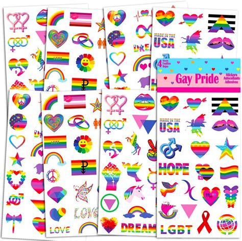Amazon Gay Pride Stickers Gay Lesbian Lgbt Rainbow Flag Variety Sticker Pack Over