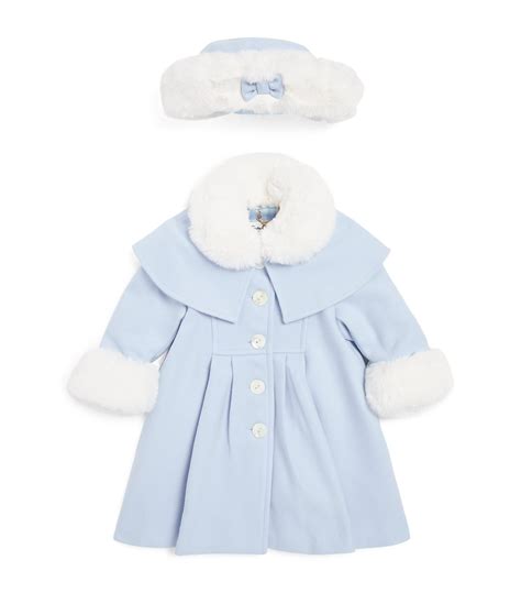 Sarah Louise Blue Faux Fur Trim Hat And Coat Set 6 18 Months Harrods Uk