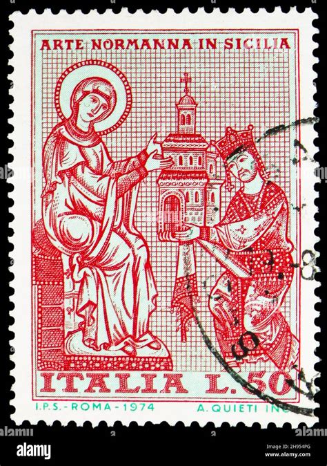 Mosc Rusia De Octubre De Sello Postal Impreso En Italia