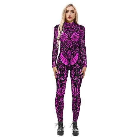 King Mcgreen Star Hot Sale Womens Halloween Skeleton Tight Jumpsuit Sexy 3d Printed Costume