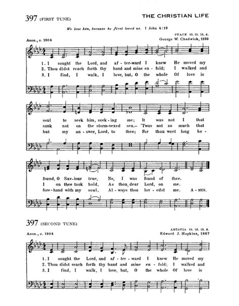 Trinity Hymnal 397a. I sought the Lord, and afterward I knew | Hymnary.org