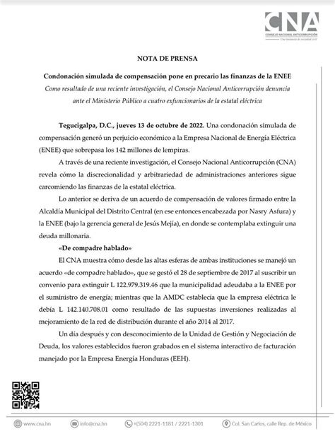 Cna Honduras On Twitter Cna Expone C Mo Una Condonaci N Simulada De