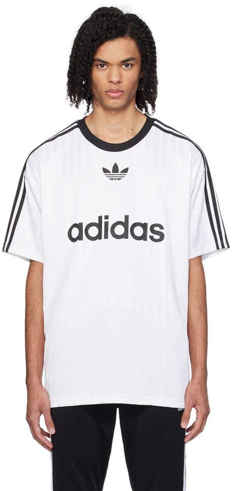 White And Black Stripe T Shirt By Adidas Originals On Sale