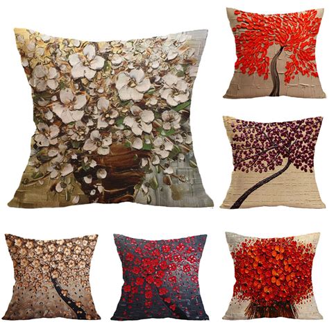 Non D Decorative Throw Pillow Covers X Inches Flower Linen Pillow