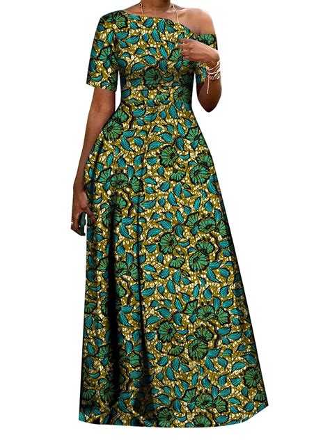 Bintarealwax African Dresses For Women Ankara Print Off Shoulder Lady