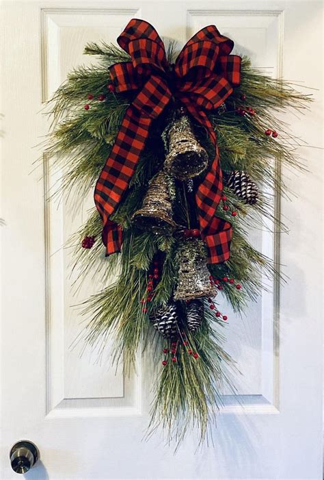 Buffalo Plaid Bell Swag Etsy Christmas Door Decorations Christmas