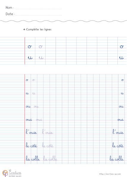 Pingl Sur Feuille D Criture Cp Ce Ce Cycle Primaire Neat