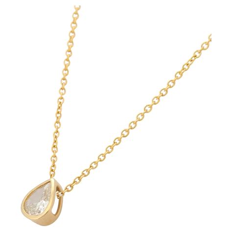 18K Yellow Gold Diamond Pear Pendant Necklace For Sale At 1stDibs