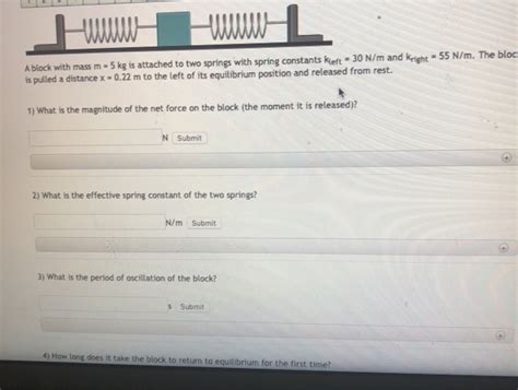 Solved H A Block With Mass M 5 Kg Is Attached To Two Chegg