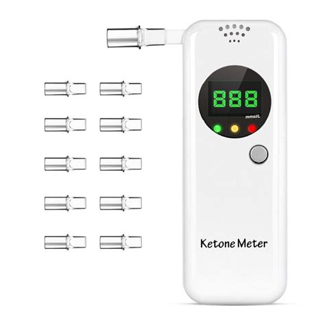 Ketosis Breath Tester Ketone Meter Breathalyzer For Ketosis Health With 10pc Mouthpieceswhite