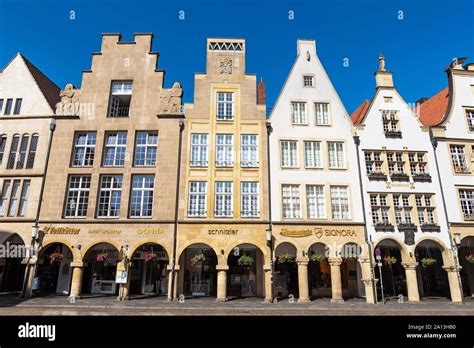 Historic Gabled Houses At Prinzipalmarkt Munster Munsterland North