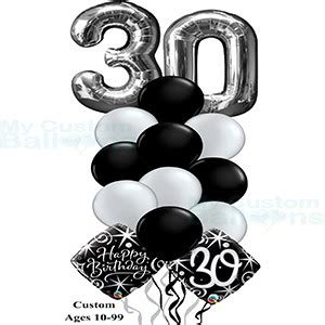 My Custom Balloons | 30th Big Number Party Balloon Bouquet Delivery