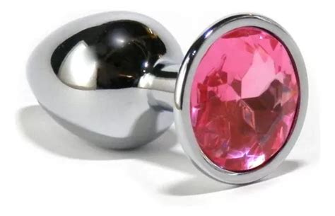 Butt Plug Anal Gema Metalico Joya Dilatador Juguete Sexual Color Rosa