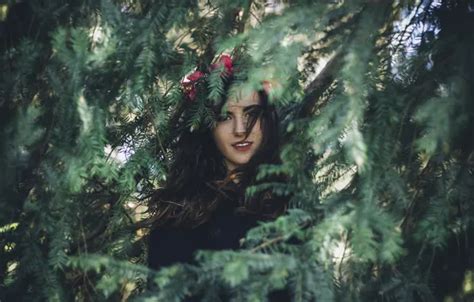 Wallpaper girl branches brunette for mobile and desktop section девушки resolution 2048x1365