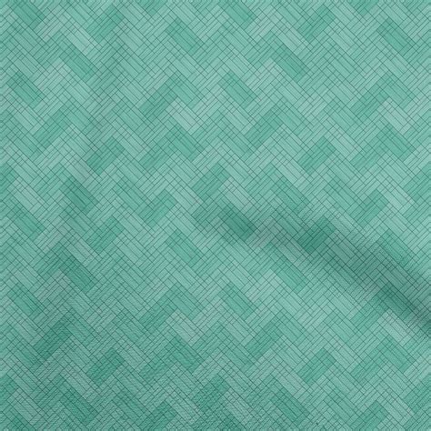 OneOone Silk Tabby Sea Green Fabric Geometric Sewing Material Print