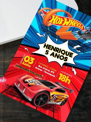 Convite Digital Hot Wheels Compre Produtos Personalizados No Elo