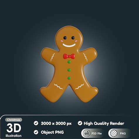 Premium PSD 3d Christmas Gingerbread