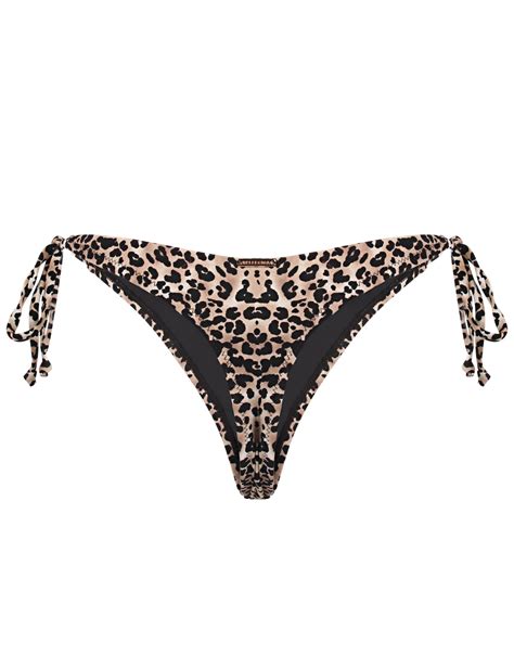 RELLECIGA Women S Leopard Tie Side Thong Bikini Bottom Size Large