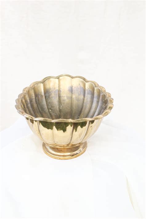 Scalloped Brass Bowl Brass Fruit Bowl Vintage Brass Bowl Etsy