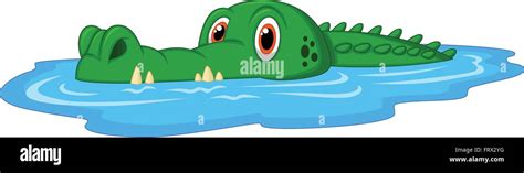 Cute dibujos animados de cocodrilo natación Imagen Vector de stock Alamy