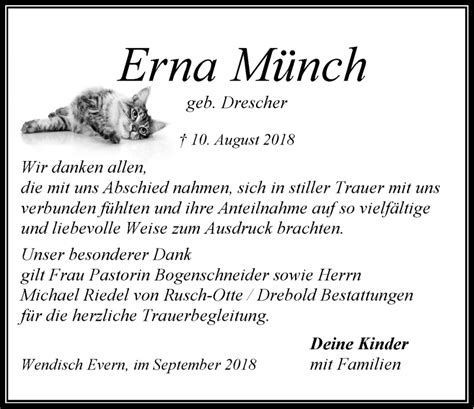 Traueranzeigen von Erna Münch Trauer Lüneburg de