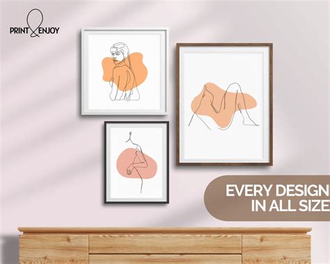 Nude Line Art Set Of Prints Woman Body Wall Art Etsy