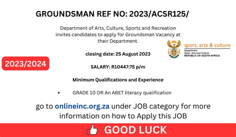 Groundsman Vacancy At Department Of Arts Culture Sports And