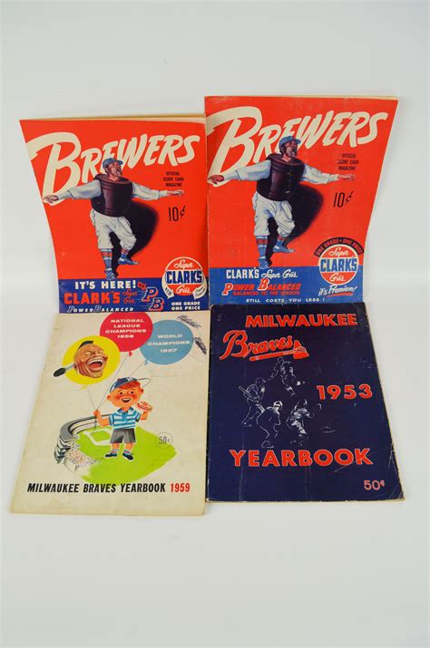 Lot Detail Milwaukee Braves Autographed Yearbooks Scorecards