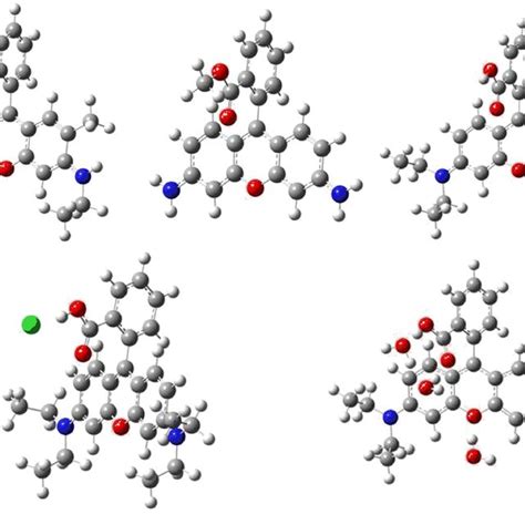 Geometric Structures Of Cationic R6g Rh123 And Rhb Molecules The